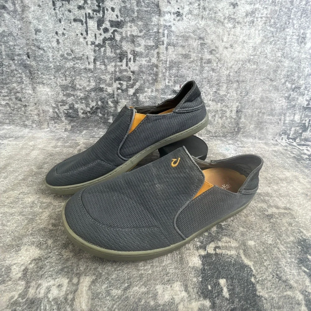 OluKai Mens 11 Nohea Mesh Slip On Shoes Gray Casual Loafers 10188-4242